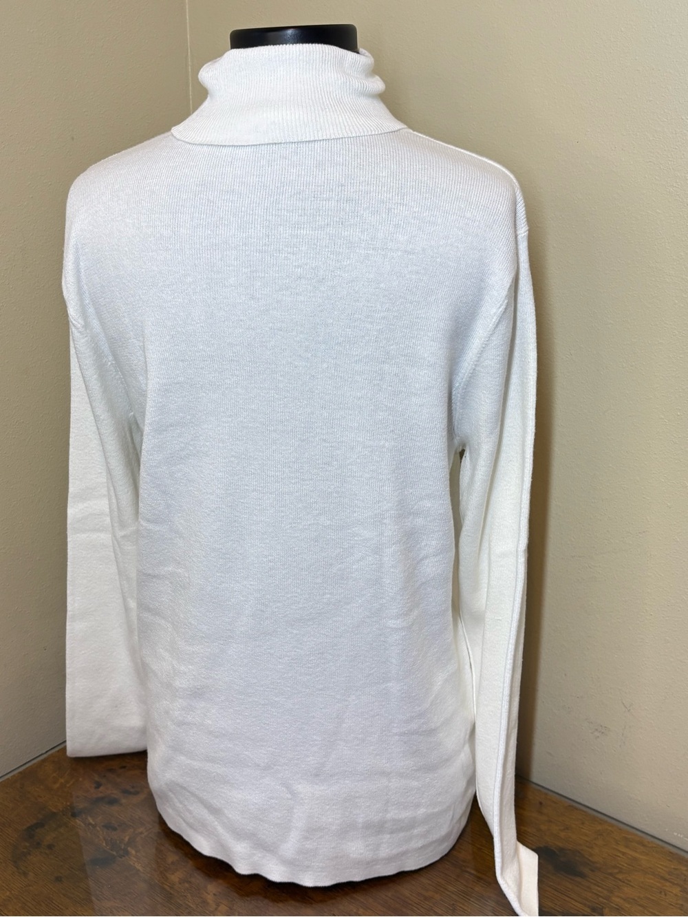 Chico’s Ivory Turtleneck Long Sleeve Sweater, XL, Chicos 3, cotton, coolmax - Picture 3 of 6